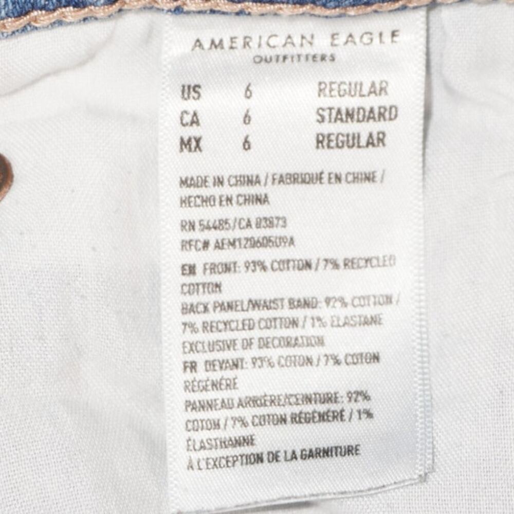 American Eagle Baggy Straight Jeans Women’s 6 Distressed High Rise Denim - Picture 6 of 9
